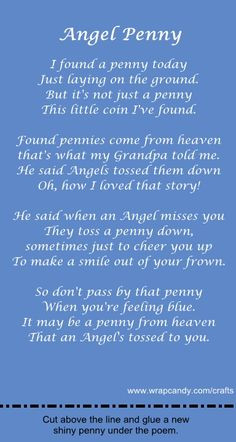 angel pennies from heaven | Angel Penny Gift Poem and Card | Wrapcandy ...