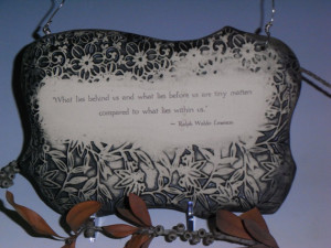 Ceramic Plaque, Ralph Waldo Emerson Quote - Sepia