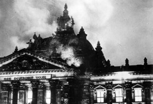 The Reichstag ablaze, 27 February 1933. Image source: US National ...