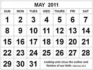 ... print this Free Christian Monthly Calendar 2011 May with Bible verses