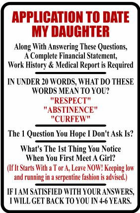 Rules for Dating My Daughter Novelty Aluminum 8