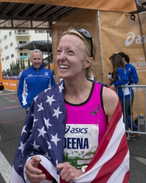 Deena Kastor Finishes Third is ASICS LA Marathon (Photo: Business Wire ...