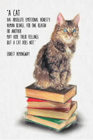 Cat Quote By Ernest Hemingway Drawing