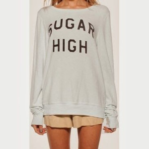 sweater sugar high quote on it white clothes
