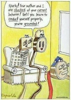 Funny electrical safety cartoon. More