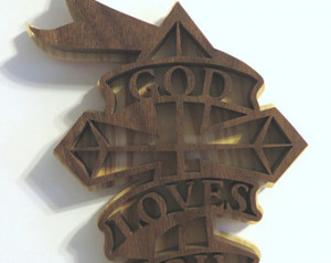 Scrollsaw Art - God Loves You Cross
