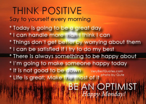 quotes – happy monday think positivesay to yourself every morning ...