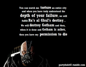 Everytime I read quotes like this from bane his deep scratchy voice ...