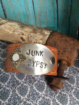Junk Gypsy Quote Recycled Leather Spoon Cuff by BlackByrdJewelry, $25 ...