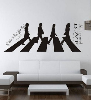 The Beatles Abbey Road-All you need is LOVE Quote Wall Vinyl Art ...