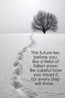 ... of fallen snow; be careful how you tread it, for every step will show