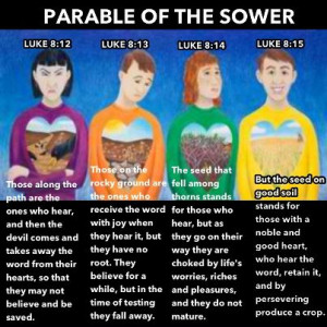 Parable of The Sower - such a grouchy face on the far left LOL
