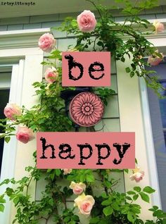 Pink text be happy floral spring summer iPhone iPod android wallpaper ...