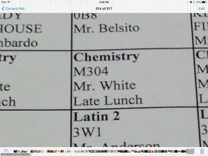 So I got my school schedule today…