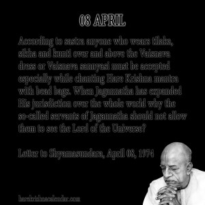 ... quotes of Srila Prabhupada, which he spock in the month of April