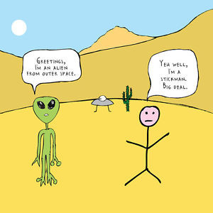 ... Funny sarcastic alien & stickman greetings or birthday card (& funny