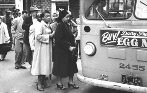 Black Montgomery Bus Boycotters Boarding Bus