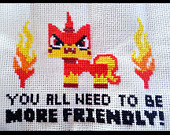 ... cross stitch pattern from LEGO movie Uni Kitty DIY pot holder size