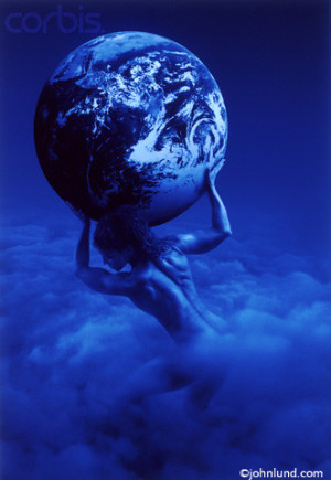 ... woman, a woman holding the earth on her shoulders, a feminine Atlas