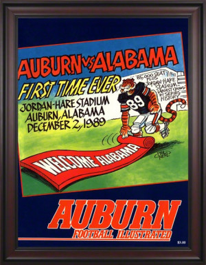 1989 Auburn Vs. Alabama 36 X 48 Framed Canvas Historic Football Print
