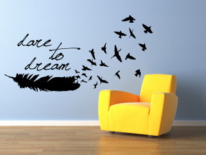 to Dream Feather Flock Birds Quote Vinyl Wall Decal Stickers (Multiple ...