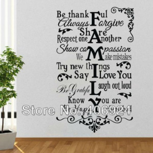 Family Wall Quote Decals Stickers Decor Living Room Kids Room ...