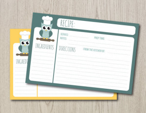 Printable Recipe Cards - two 4x6 cards on A4 and Letter size paper in ...