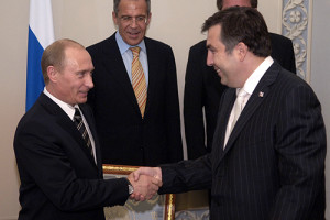 Putin disguised as Saakashvili's buddy.