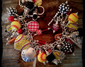 Softball Mom Charm Bracelet, Softball Mom, Softball, Softball Bracelet ...