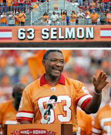 ... the first player honored in the Tampa Bay Buccaneers Ring of Honor