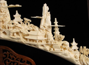Carved Ivory Elephant Tusk