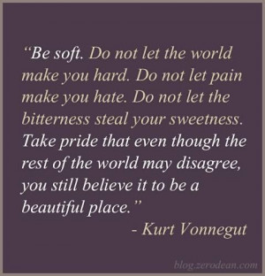 Be soft. Kurt Vonnegut