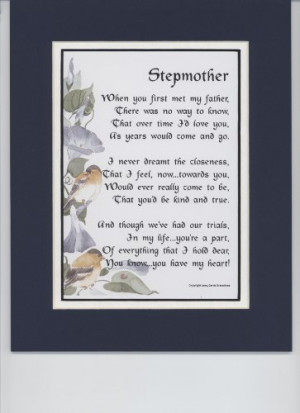 Mother's Day Gift For A Stepmother. Touching 8x10 Poem, Double ...
