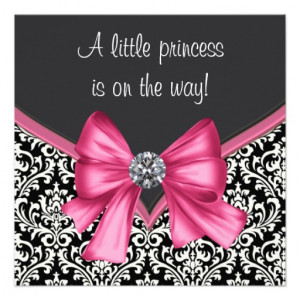 elegant pink and black with black damask pink bow baby girl princess ...