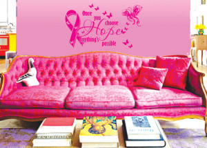 Details about Wall Quote Vinyl Decal Sticker Art PINK RIBBON ~ HOPE ~