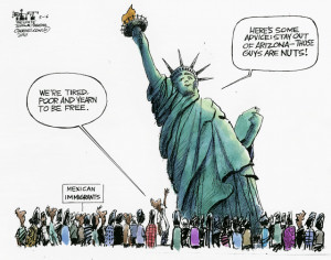 Statue Of Liberty Political Cartoon Immigration Lady liberty has some ...