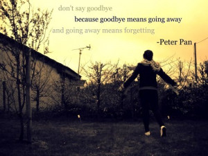 ... because goodbye means going away and going away means forgetting
