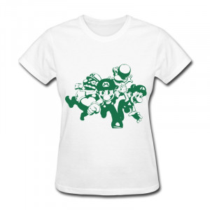 100% Cotton Woman T-Shirt Mario Luigi Mario Wario and Yoshi running ...