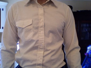 Here is the shirt with a heavy wool tie: