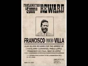 Pancho Villa Wanted Sign Print Poster