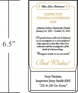 Suitable for: Sheriff Retirement Plaques; Sheriff Farewell Plaques and ...