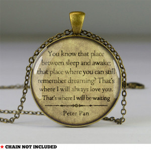 Peter Pan quote necklace pendants,quote glass pendant,jewelry pendant ...