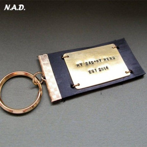 Quote Engraved Men's Keychain. Personalized Leather Accessory