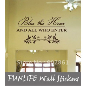 vinyl Bless this Home Wall Quotes Lettering Window Wall Stickers/Wall ...
