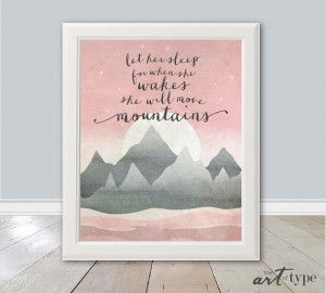 Let Her Sleep Print, Girls Mountain Wall Art Quotes INSTANT DOWNLOAD ...