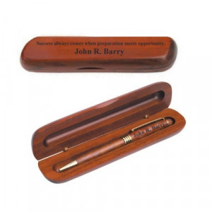 Rosewood Pen and Case Personalized By Laser Engraving - Times Font
