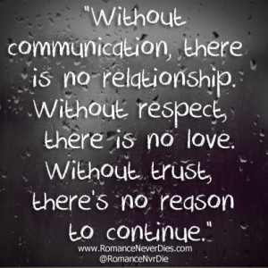 , There Is No Relationship Without Respect, There Is No Love ...