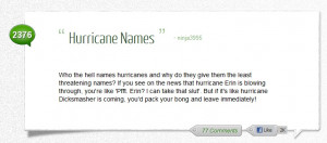 Hurricane Names Funny Quote Picture