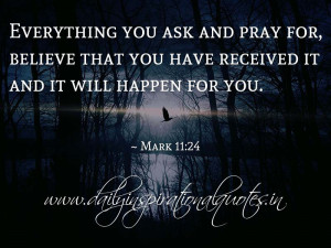 Everything you ask and pray for, believe that you have received it and ...
