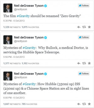 Neil deGrasse Tyson was a tad critical of the new movie Gravity ...